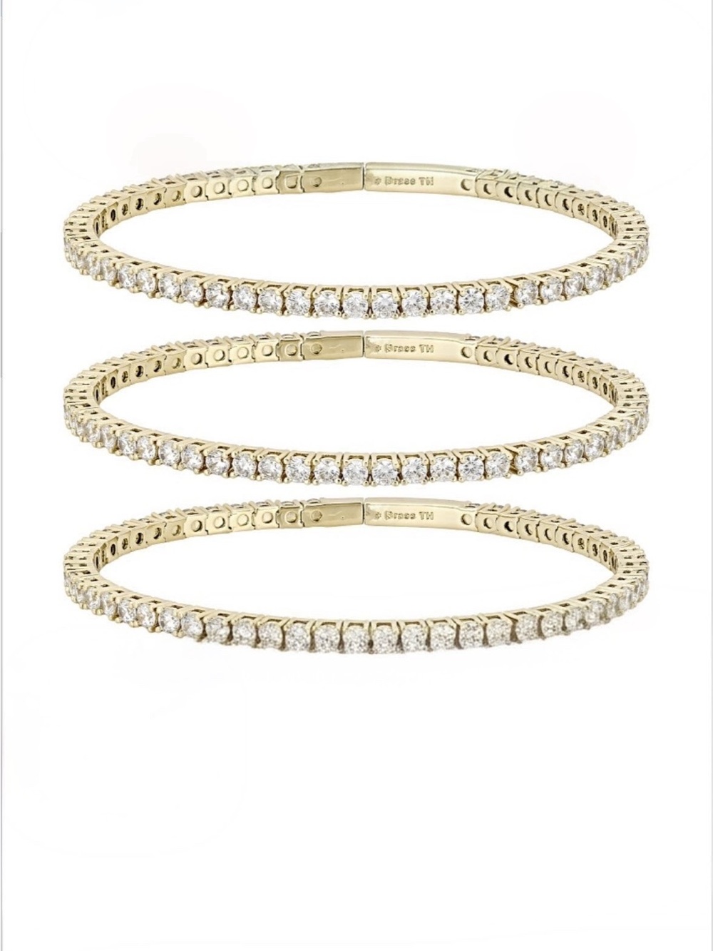 NEW Bella Luce Cubic Zirconia 18k Yellow Gold Flex Bangle Set of 3 27.69ctw